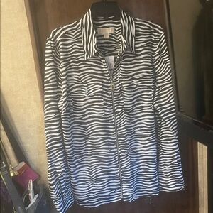 MICHAEL Michael Kors Zebra Stripe Zip Blouse